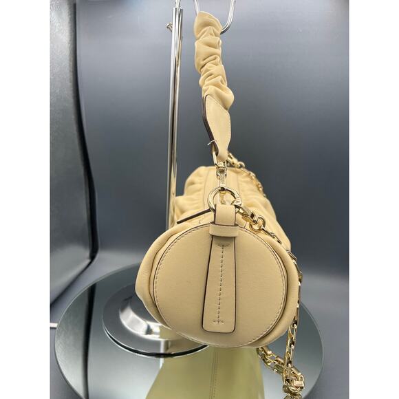 MANU ATELIER Cylinder Ruched Shoulder Bag in Vanilla calf skin leather - Picture 6 of 12